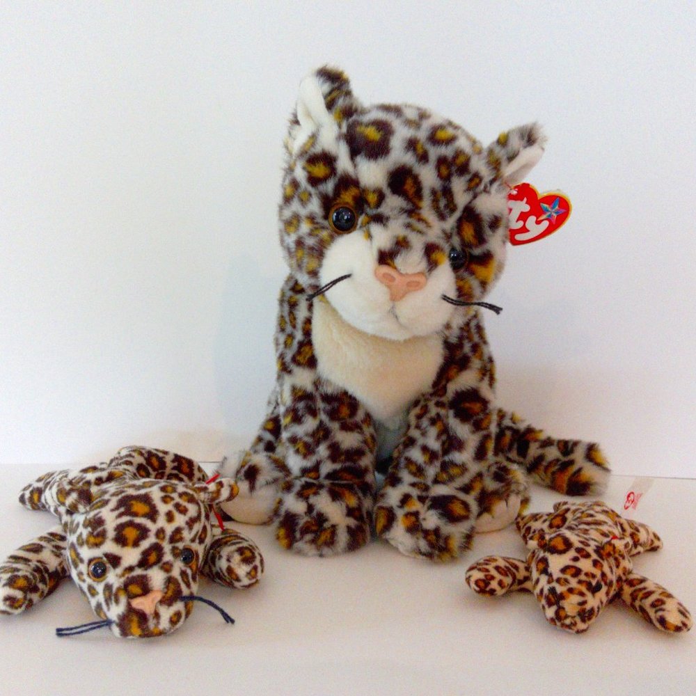 Ty Beanie Baby Sneaky Leopard Lot of 3